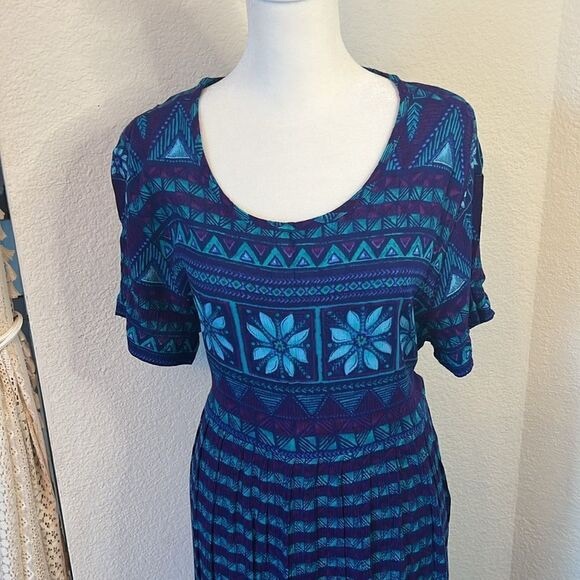 Blue Patterned Maxi Dress - Picture 3 of 4